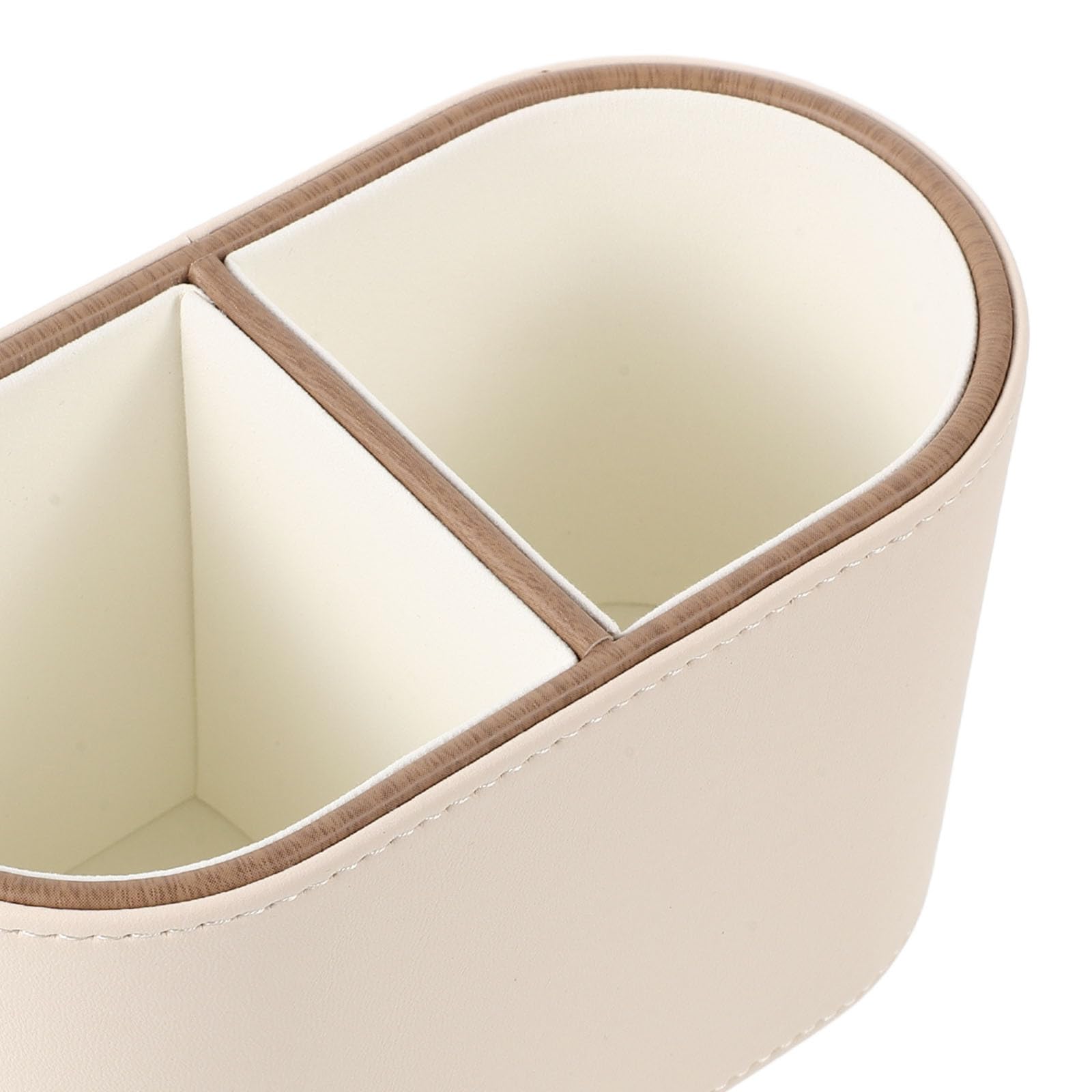 Portalápices con 2 compartimentos - Soporte para bolígrafos de cuero sintético - Organizador de escritorio para mandos a distancia, brochas de maquillaje, material de oficina, dormitorio