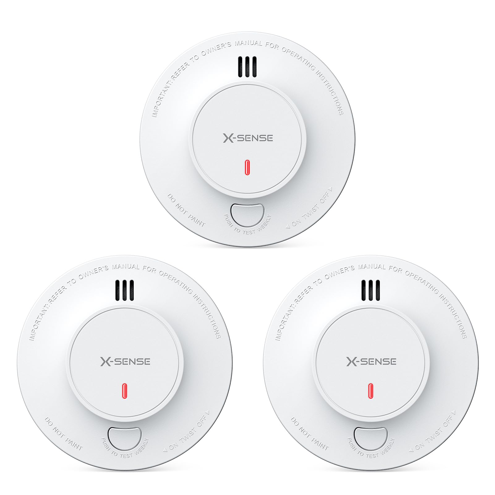X-Sense Smoke Alarm for Home, Base Station SBS50 Required, 10-Year Battery Fire Alarm Compatible with X-SENSE Home Security App, SD19-MN, 3-Pack