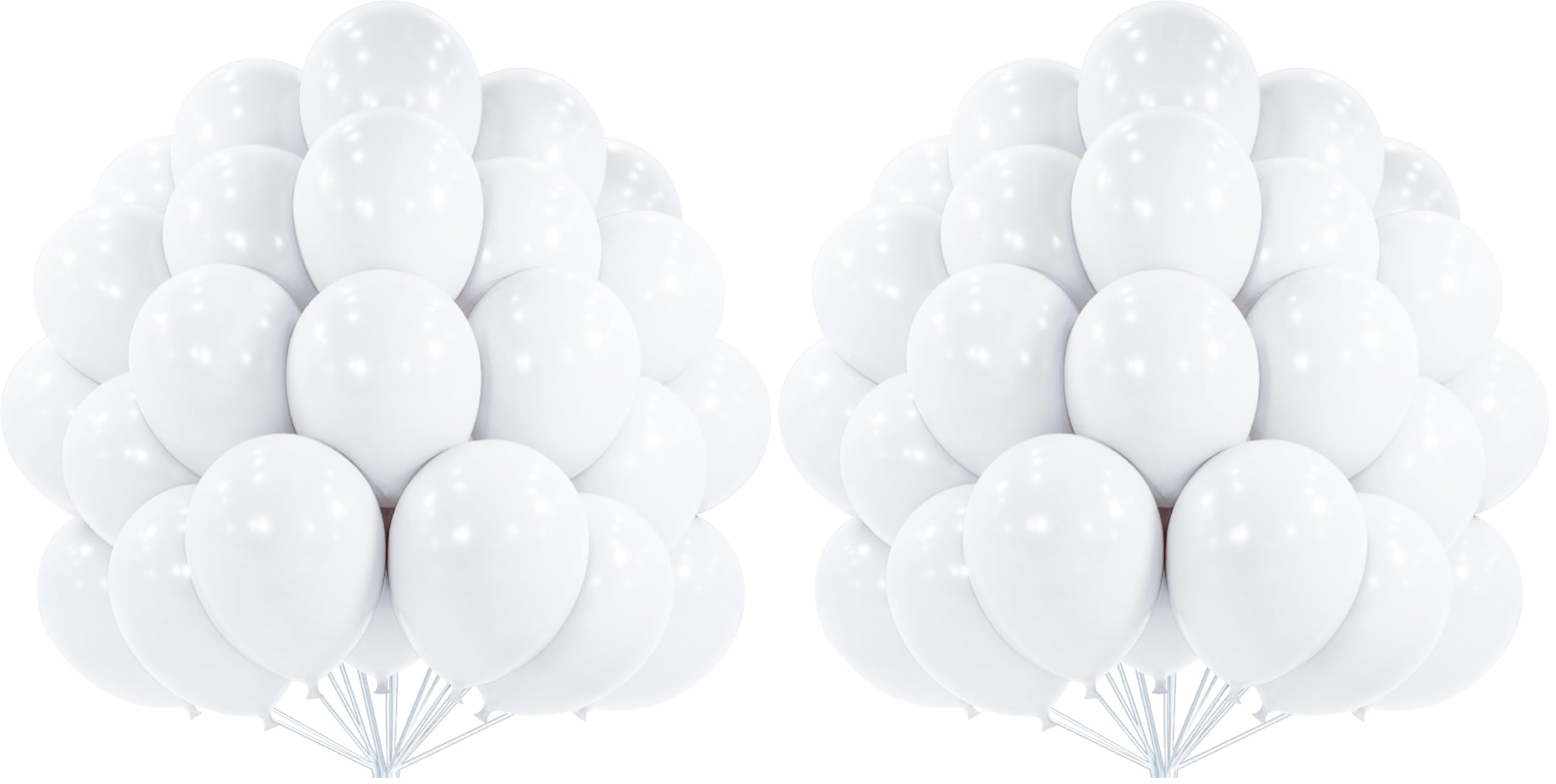 PartyWoo White Balloons 50pcs 12 Inch Latex Helium White Balloons (Pack of 2)