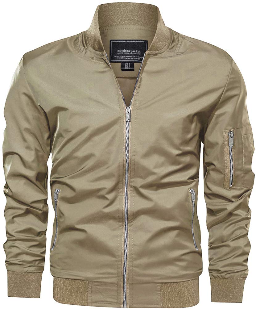 TACVASENMen's Casual Lightweight Jacket Work Bomber Sports Jacket Thin Windbreaker