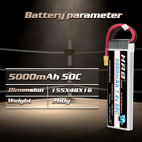 Miniatura 2 de HRB 7.4V 5000mAh 50C XT60 Lipo Batería Compatible con RC Car RC Plane RC Truck RC Boat