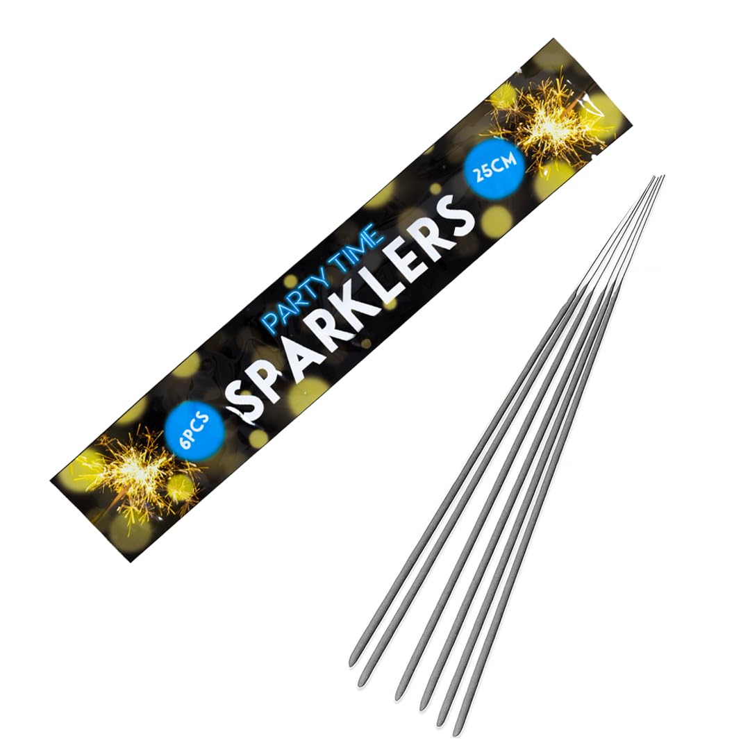Hand-Held Sparklers 25cm - 1 Pack of 6 - Ideal for Bonfire Night, Halloween, Christmas, and New Year Celebrations - Total of 6 Sparklers