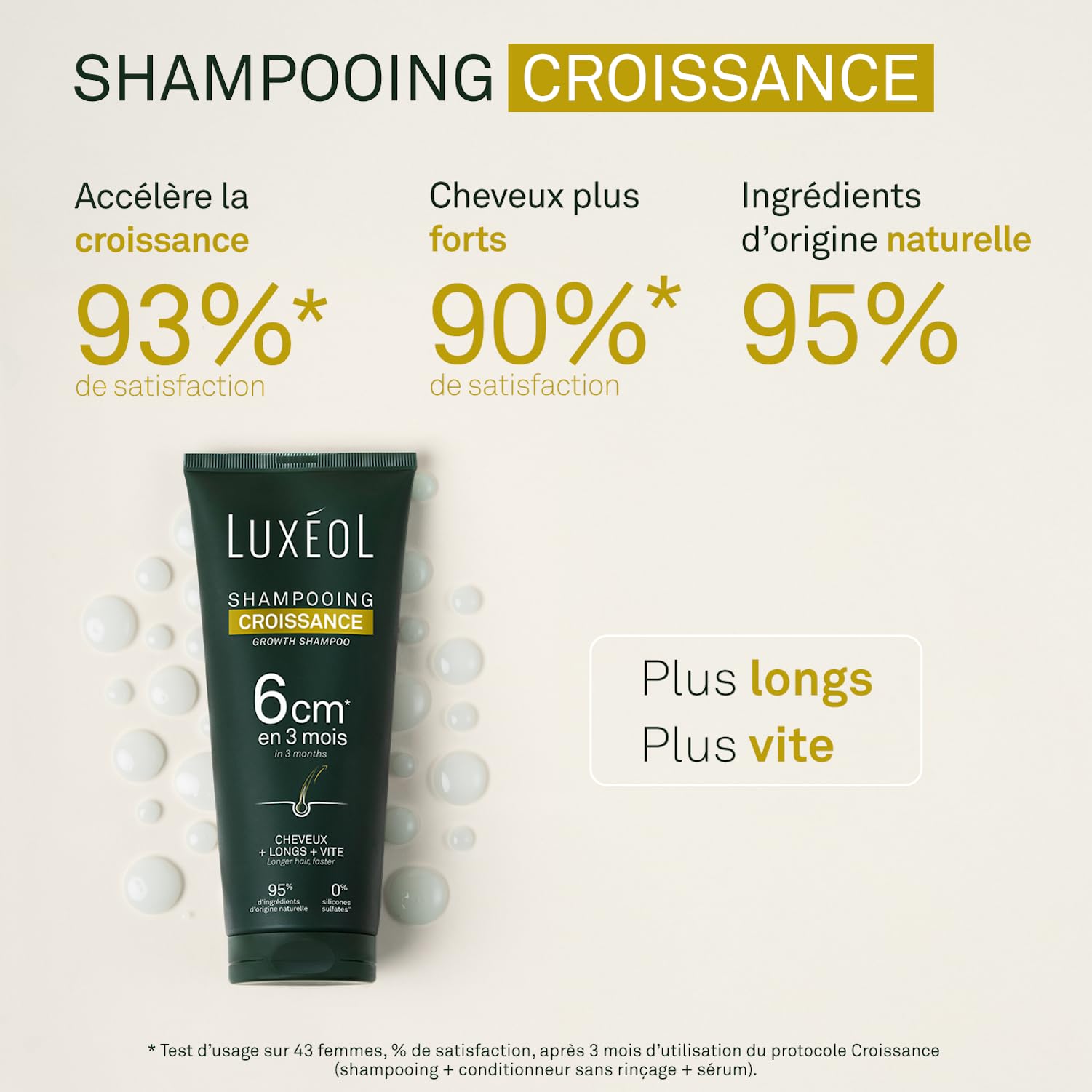 LUXEOL - Routine Croissance In & Out* - Cheveux + longs + vite - Shampooing (200 ml) + Conditionneur (150 ml) + Sérum (100 ml) + Complément Alimentaire Pousse, Croissance & Fortification (3 Mois)