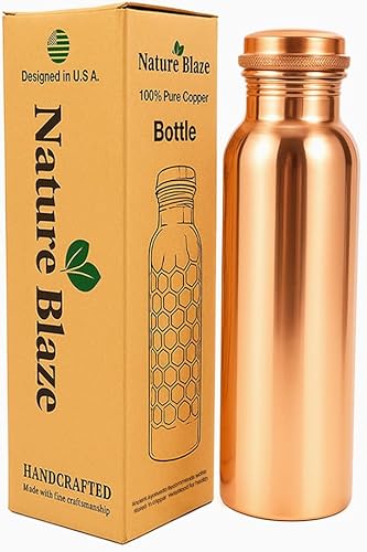 Botella de cobre llana Ayurvédica Botella de agua deportiva Fitness Yoga a prueba de fugas - 1000ML