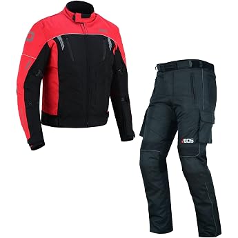 BOSmoto Motorcycle Suit Textile 2-Piece with CE Protectors - Motorcycle Jacket and Motorcycle Trousers for Men, Waterproof Mo