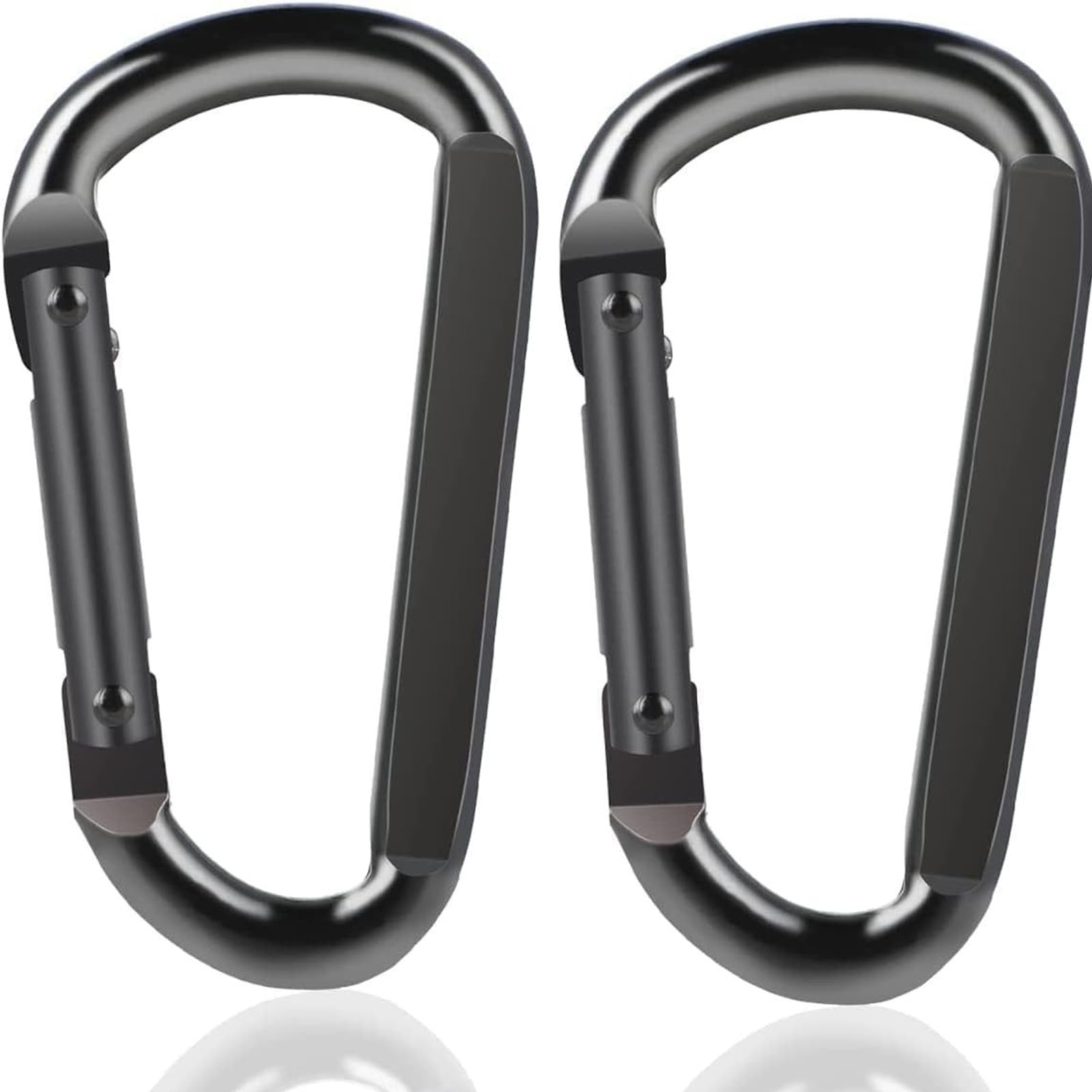 Tazweeq Carabiner Clip, 2 Pcs Key Ring, Spring Hook Black for Outdoors, Gym, Keychains Accessories, Heavy Duty Small Carabiner for Hammocks, Camping, Hiking