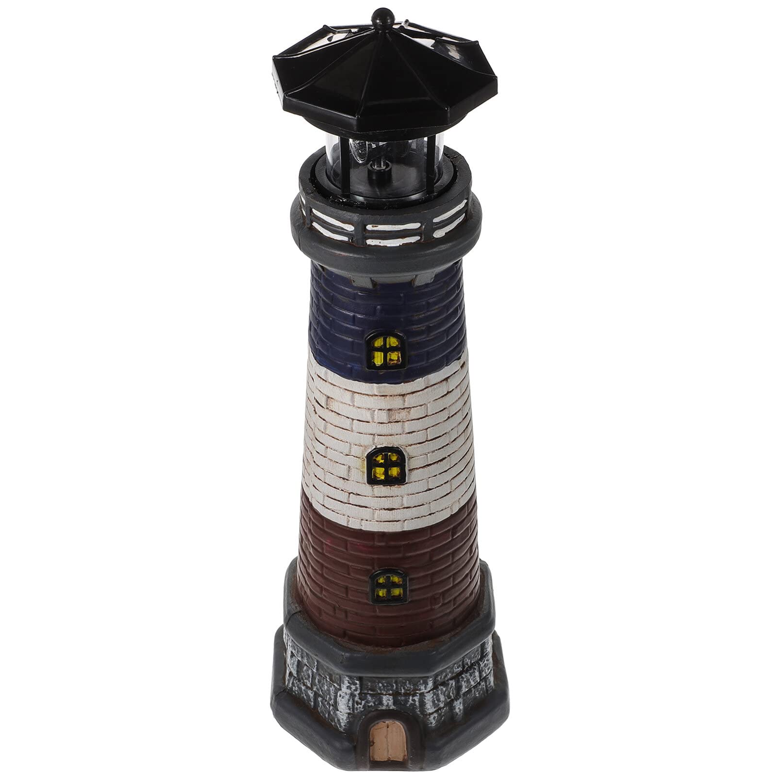 OSALADI Solar Garden Lighthouse Solar Lighthouse with Rotating Lamp, Garden Statue Sculpture Lights for Yard Lawn Patio, Black Landscape Lights