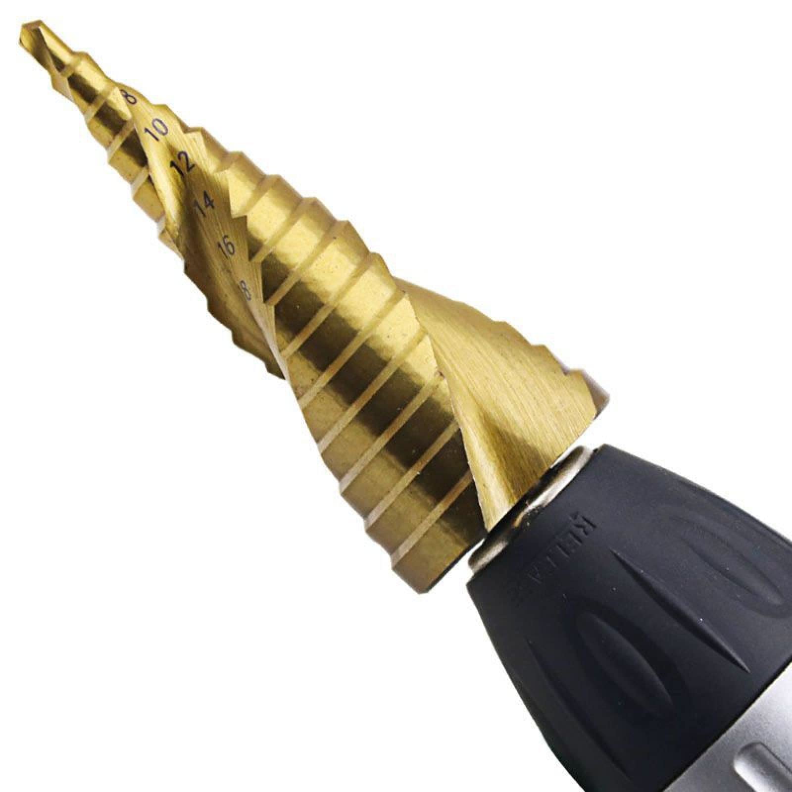 3 Pz HSS Titanio Punta Del Trapano 4-12mm 4-20mm 4-32mm Utensili Elettrici Di Perforazione A Spirale In Metallo Ad Alta Velocità In Acciaio Legno Hole Cutter Cone Drill
