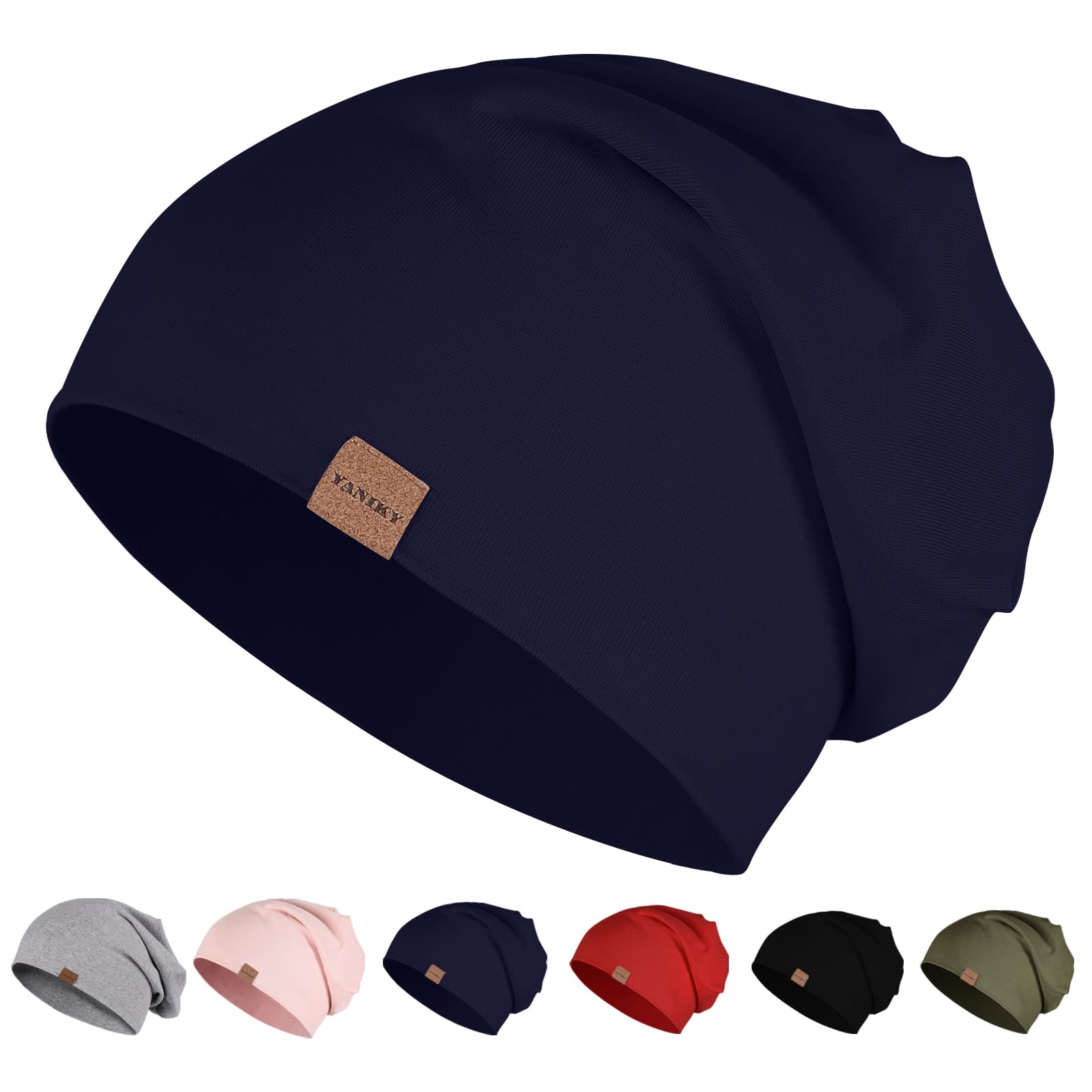 YANIKY Mütze Herren Damen, Slouch Beanie Mütze Baumwolle, Dünne Leichte Mütze, Weich Chemo Mütze, Winddicht Jersey Longbeanie für Alle Jahreszeiten