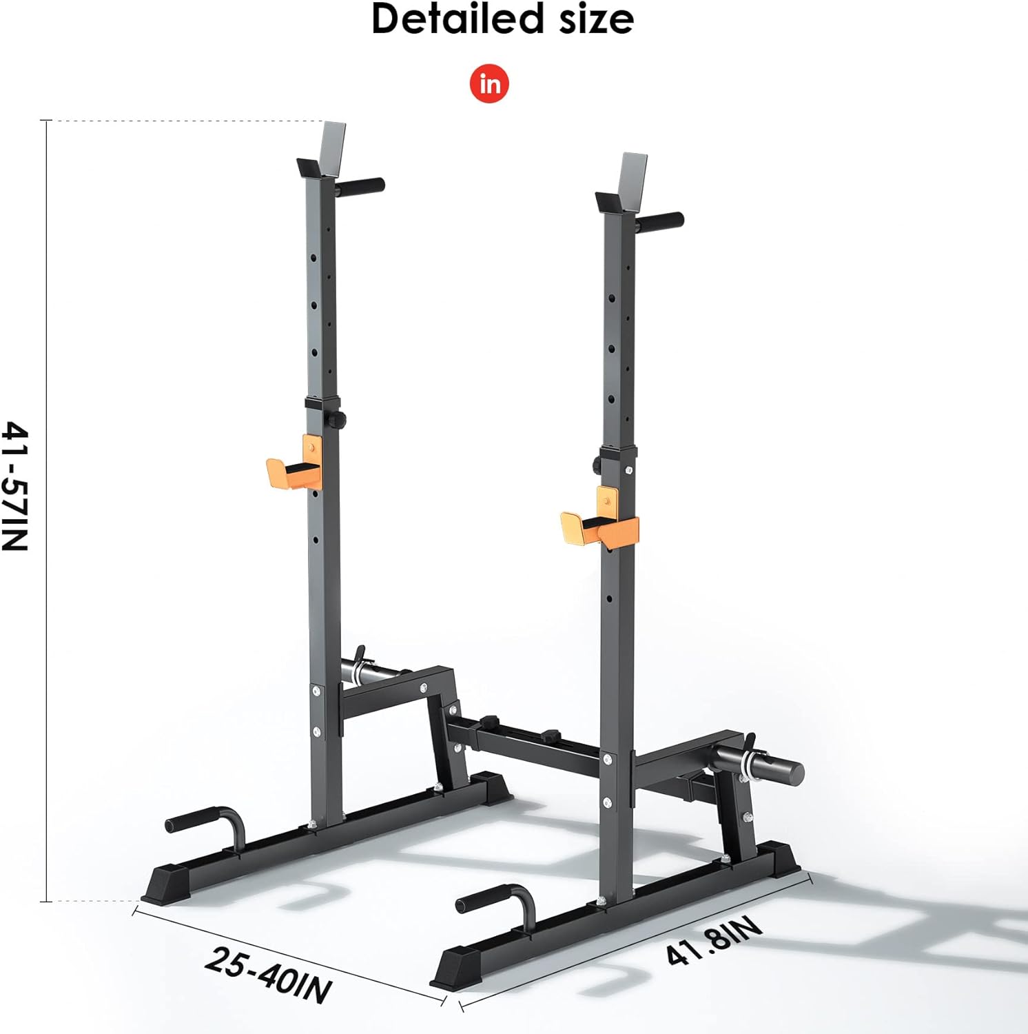 Squat Rack Machine,Barbell Rack,Folding Weight and Bench Press Rack Stand,Adjustable Height and Width.With Pull Up,Push Up Bars.Can Load 600Lbs