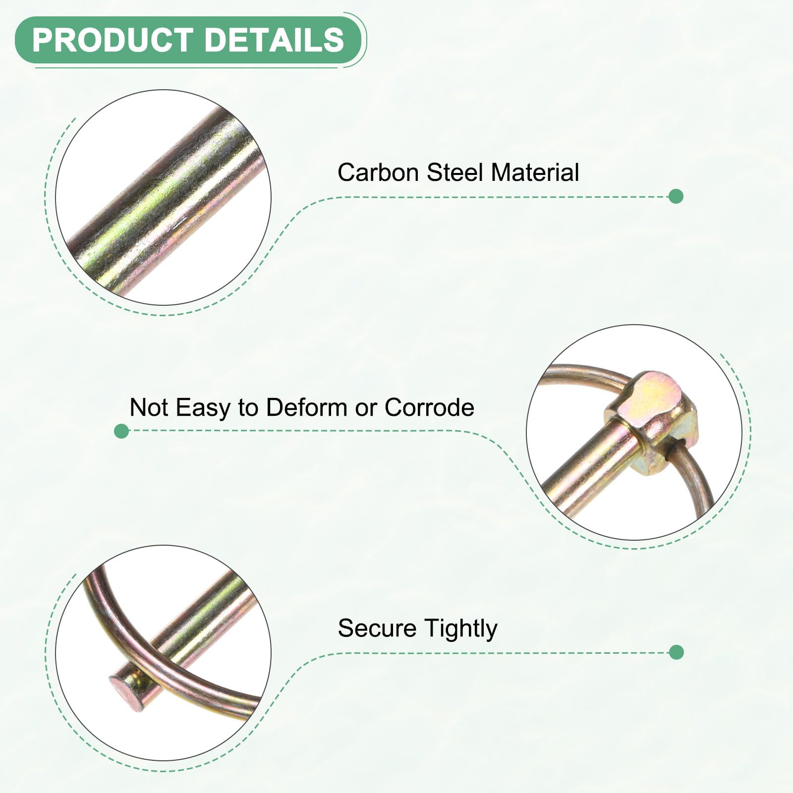 M METERXITY 10-Pack 1/4" Linch Pin with Ring - Image 2