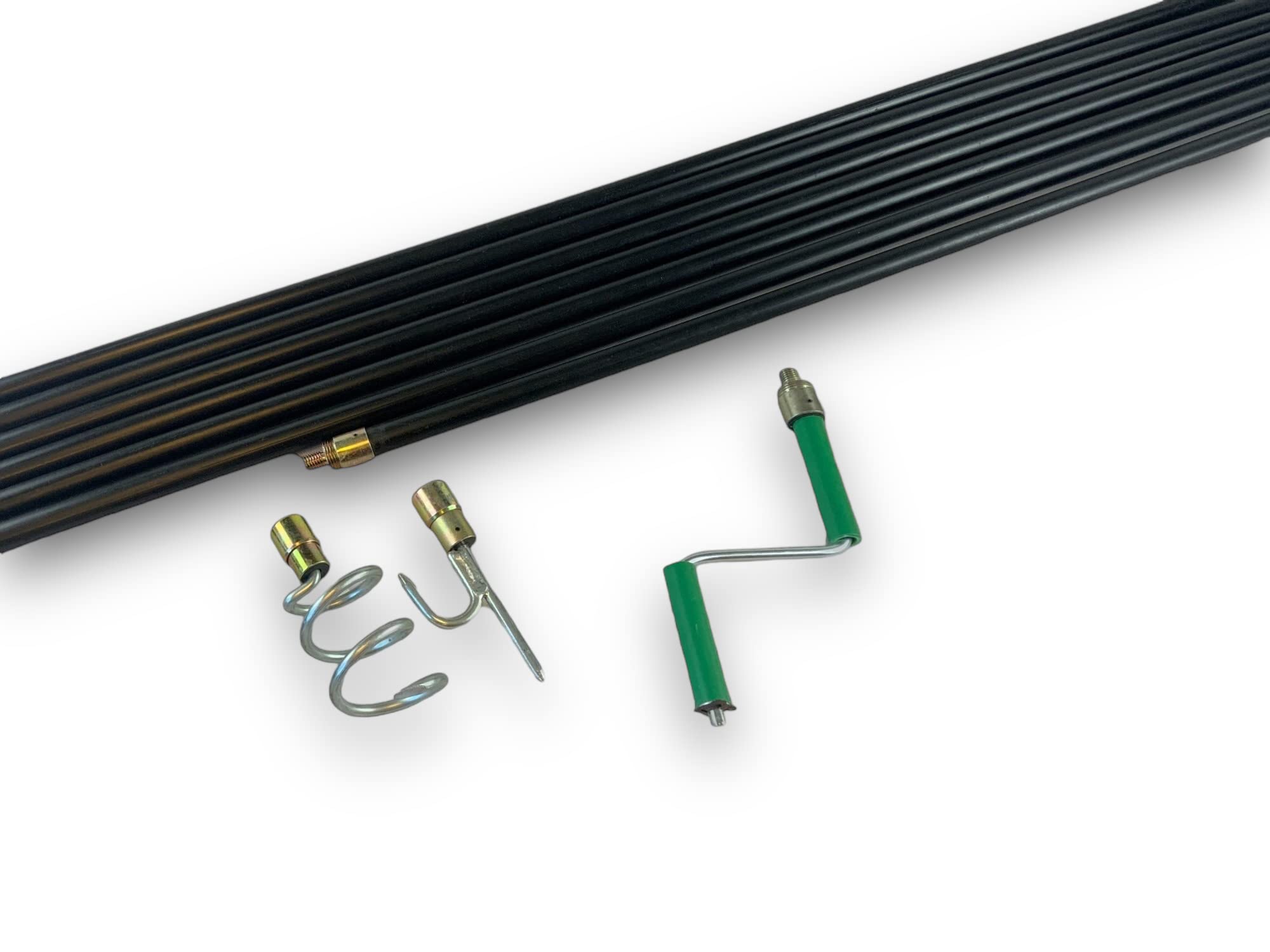 Hiper Pro zestaw odpływowy | 7 czarnych prętów do wkręcania Ø 20 mm | 13 m | 3 szczotki do rur stalowych Ø 30-50-80 mm | Odkrycie harpon | Kibros 4KITDEBHPRO