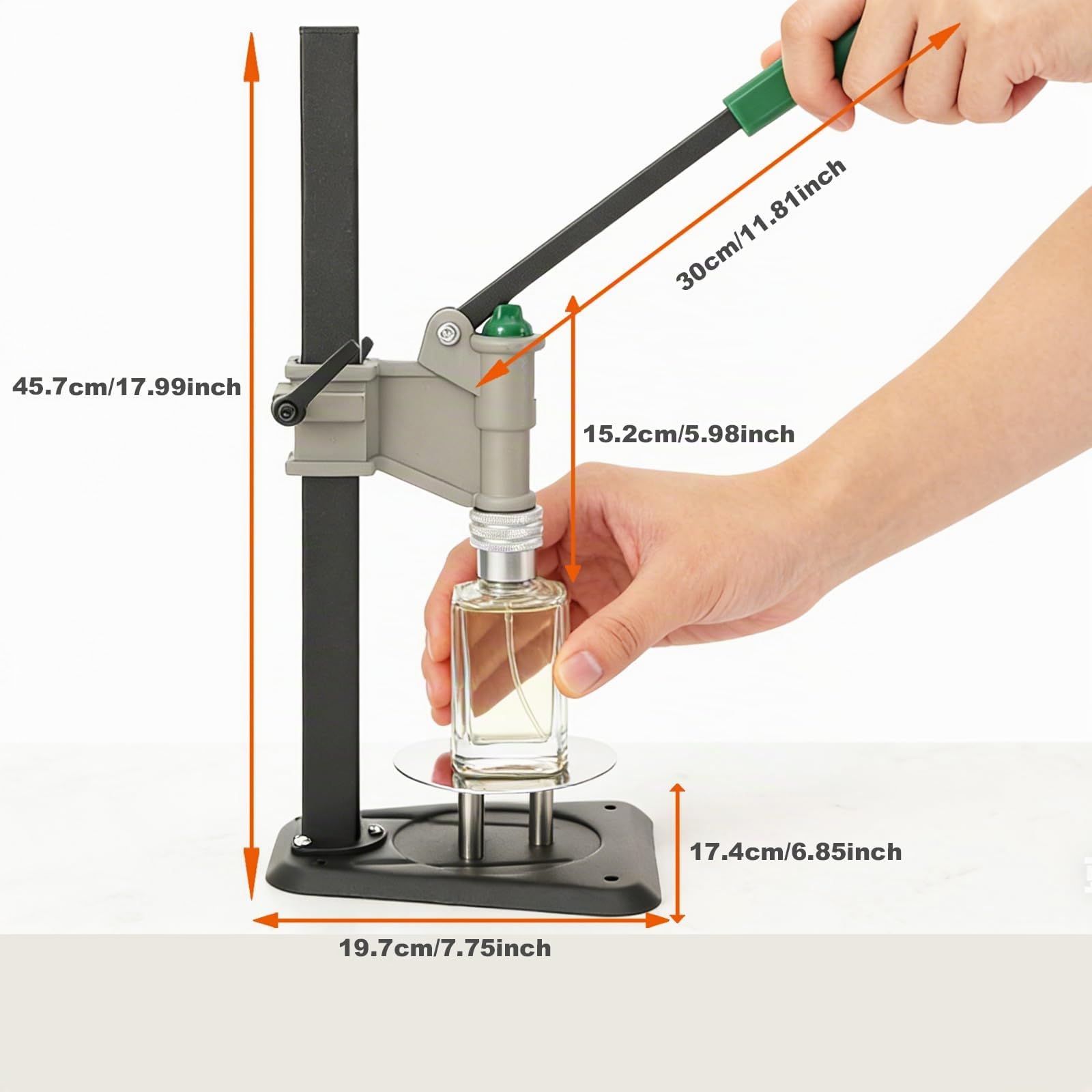 Machine à Sertir Manuelle, Outil de scellage de Parfum, Machine à sertir Les Bouteilles de Bureau Portable à Action Facile Capsuleuse, Huiles Essentielles et Médicaments.