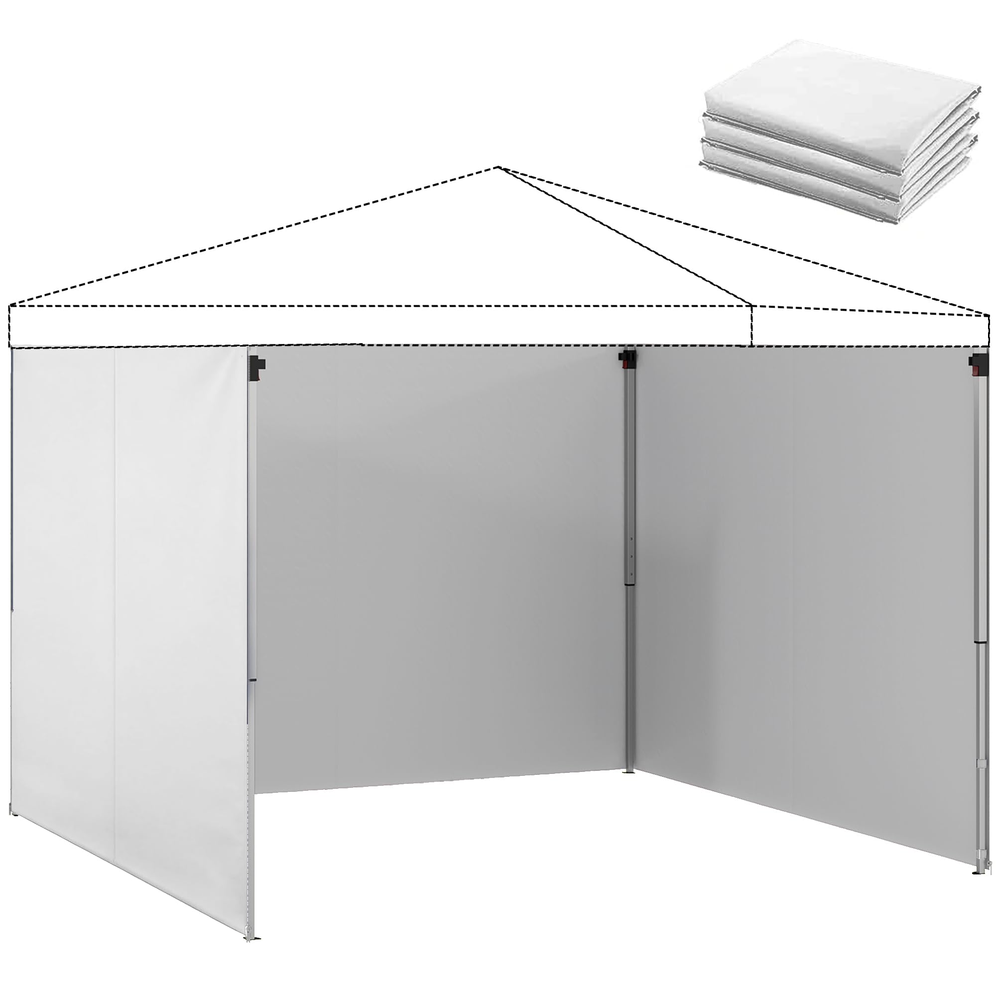 Outsunny 3 Paredes Laterales para Carpas de 3x3 m, Paredes Laterales de Repuesto para Cenador de Tela Oxford 210D con Cremallera, para Fiestas, 300x200 cm, Blanco