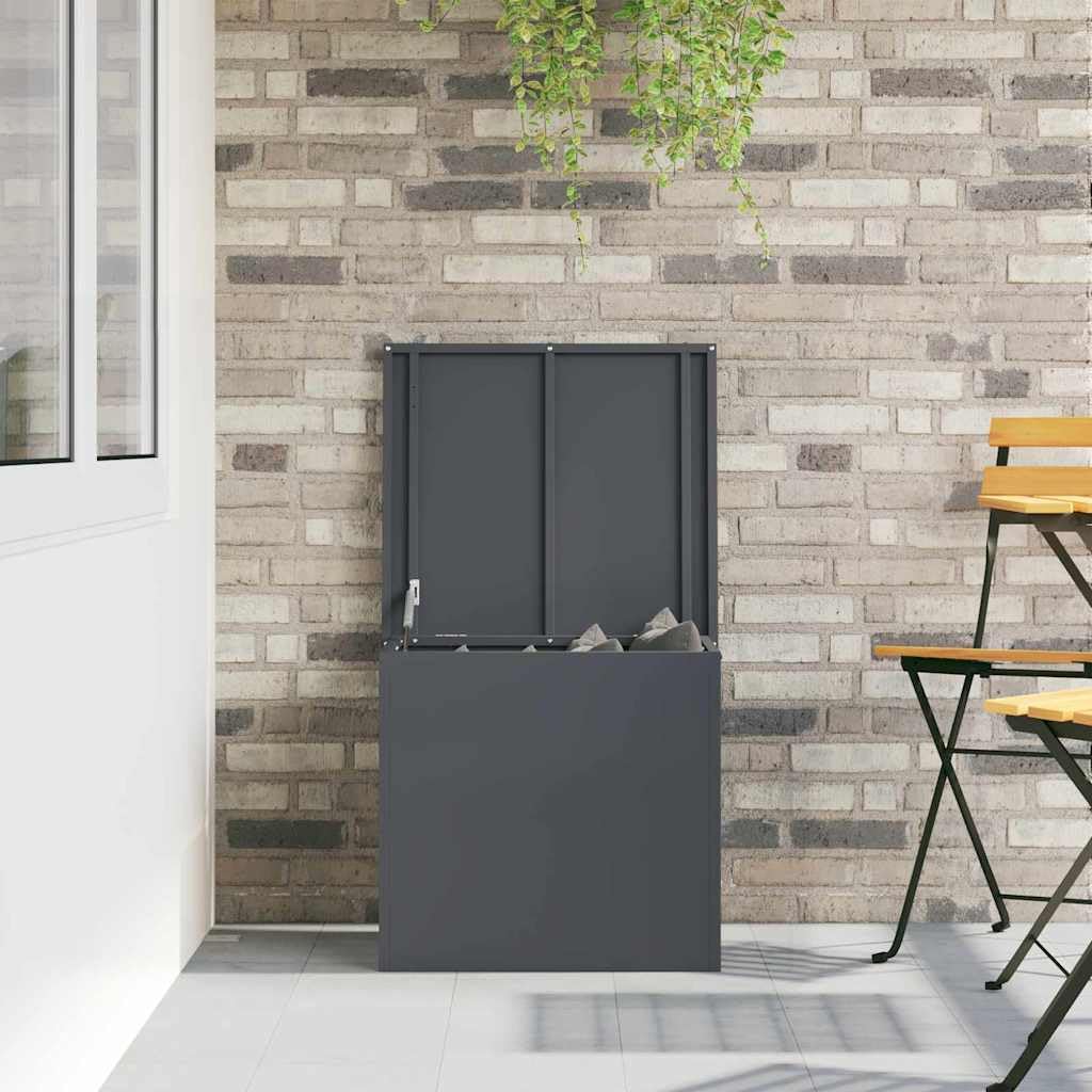 Contenitore per cuscini da giardino in acciaio, 55 x 50,5 x 50 cm, antracite, coperchio sollevatore a gas per sistema di organizzazione, spazio per esterni, per terrazza e giardino
