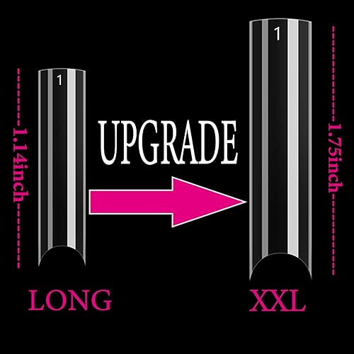 Miniatura 2 de Puntas de uñas rectas 3XL sin curva C  240 piezas XXXL Super Largas Rectas Cuadradas de media cubierta Puntas de uñas postizas acrílicas