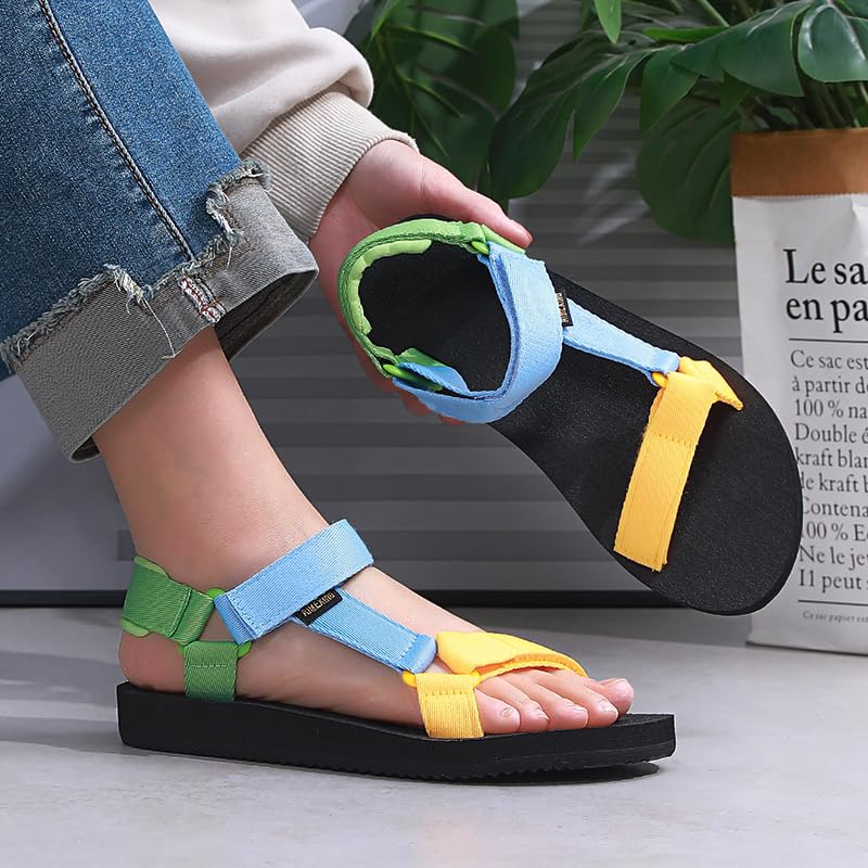 Women's Sport Water Hiking Sandals Athletic Ankle Strap Shoes Adjustable Velcro Outdoor Beach Shoes