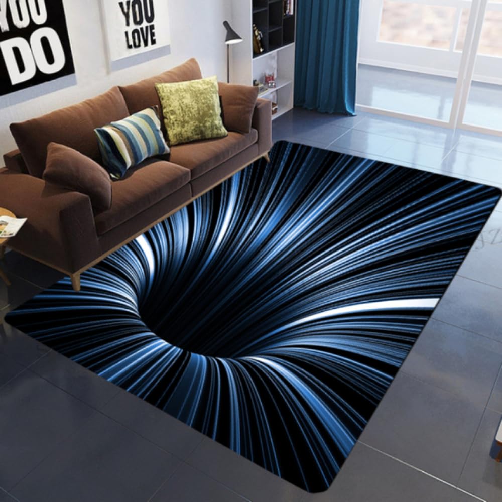Vortex Illusion 3D Tappeto Ingresso Porta Tappetino Astratto Geometrico Ottico Zerbino Antiscivolo Tappetino Tappeto Soggiorno Decor Tappeto 120X160cm