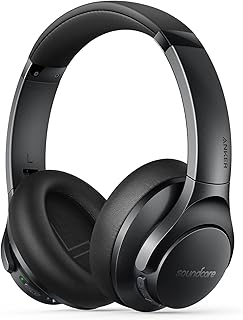 Soundcore by Anker Life Q20+ Active Noise Cancelling Headphones, 40H Playtime, Connect to 2 Devices, Memory Foam Earcups, Bluetooth Headphones for Travel, Home Office (Renewed)