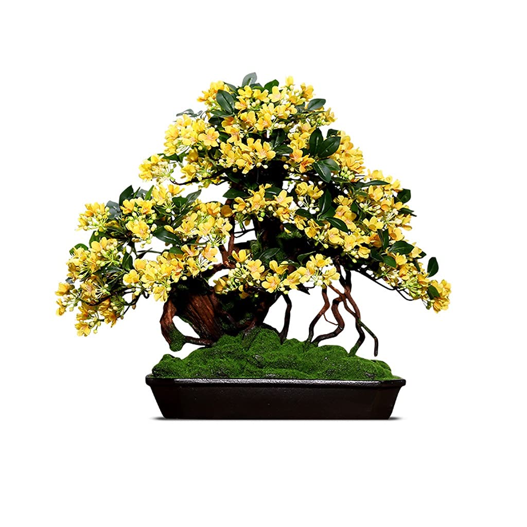 HADECOLL Tree Fake Plant Artificial Bonsai Tree Living Room Simulation Plant Bonsai Indoor Large Fake Tree Ornaments Zen Green Plants Potted Ornaments 22.0 Inches Potted Tree Artificial,A
