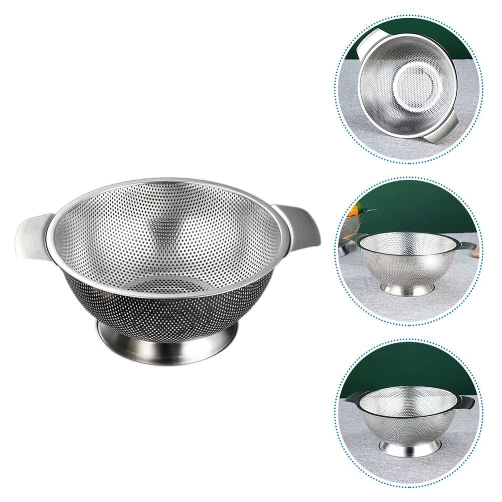 Colador de Malla de Acero Inoxidable de 22,5 cm - Juego de Cuenco y colador Multifuncional para Frutas, Verduras, Fideos y pastas