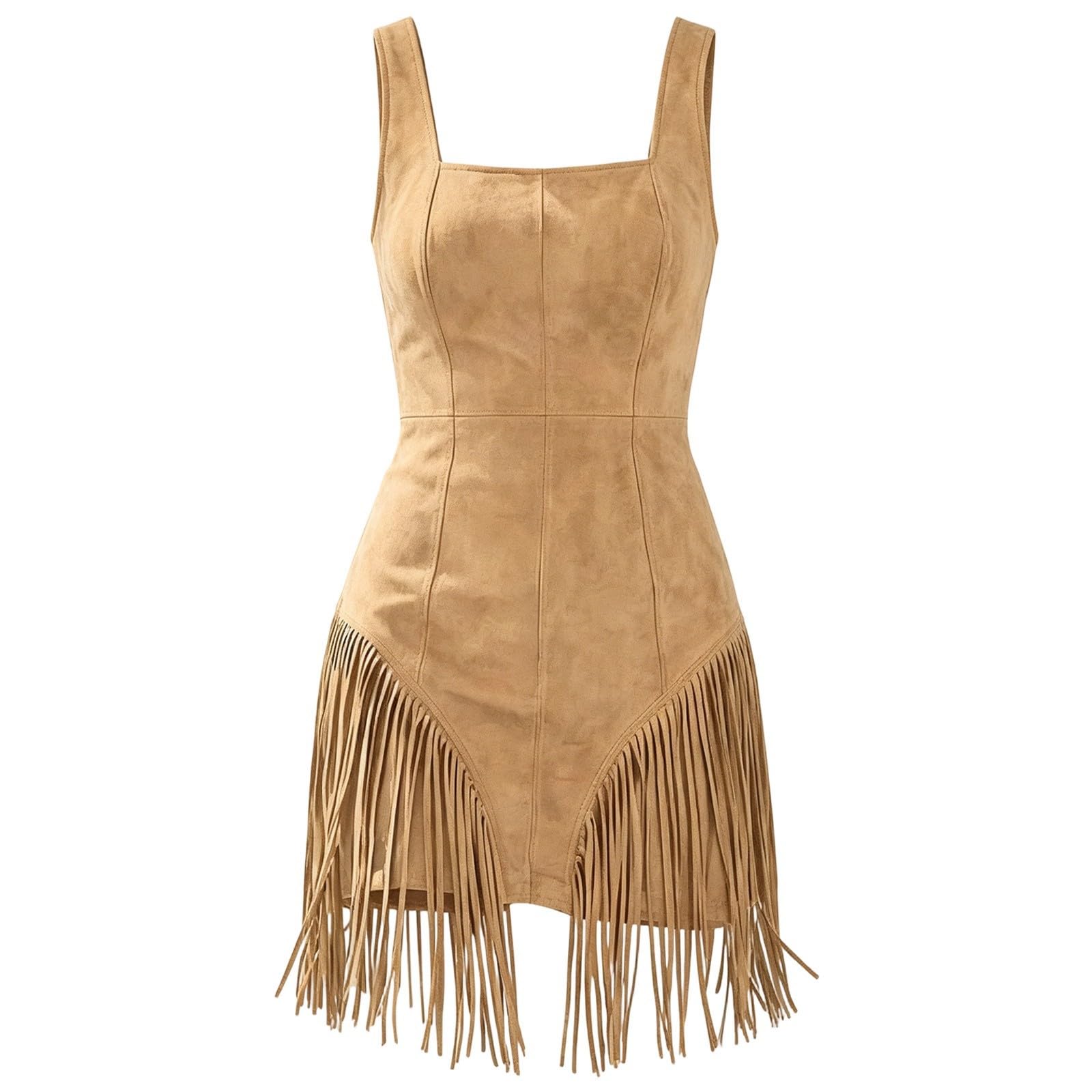Vestido Flecos Vaquero Midi sin Mangas, Festival música Mujer