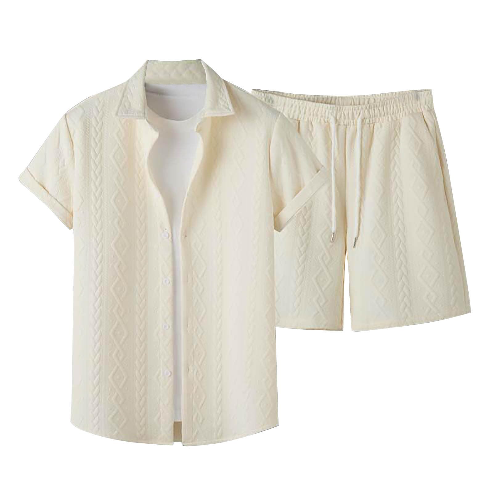HAOLEI Chandal Hombre Completo,Conjunto Punto de 2 Piezas Camisas Manga Corta y Pantalones Cortos de Verano para Hombres Cómodo y Transpirable Traje de Ocio Ropa Deportiva de Moda Casual