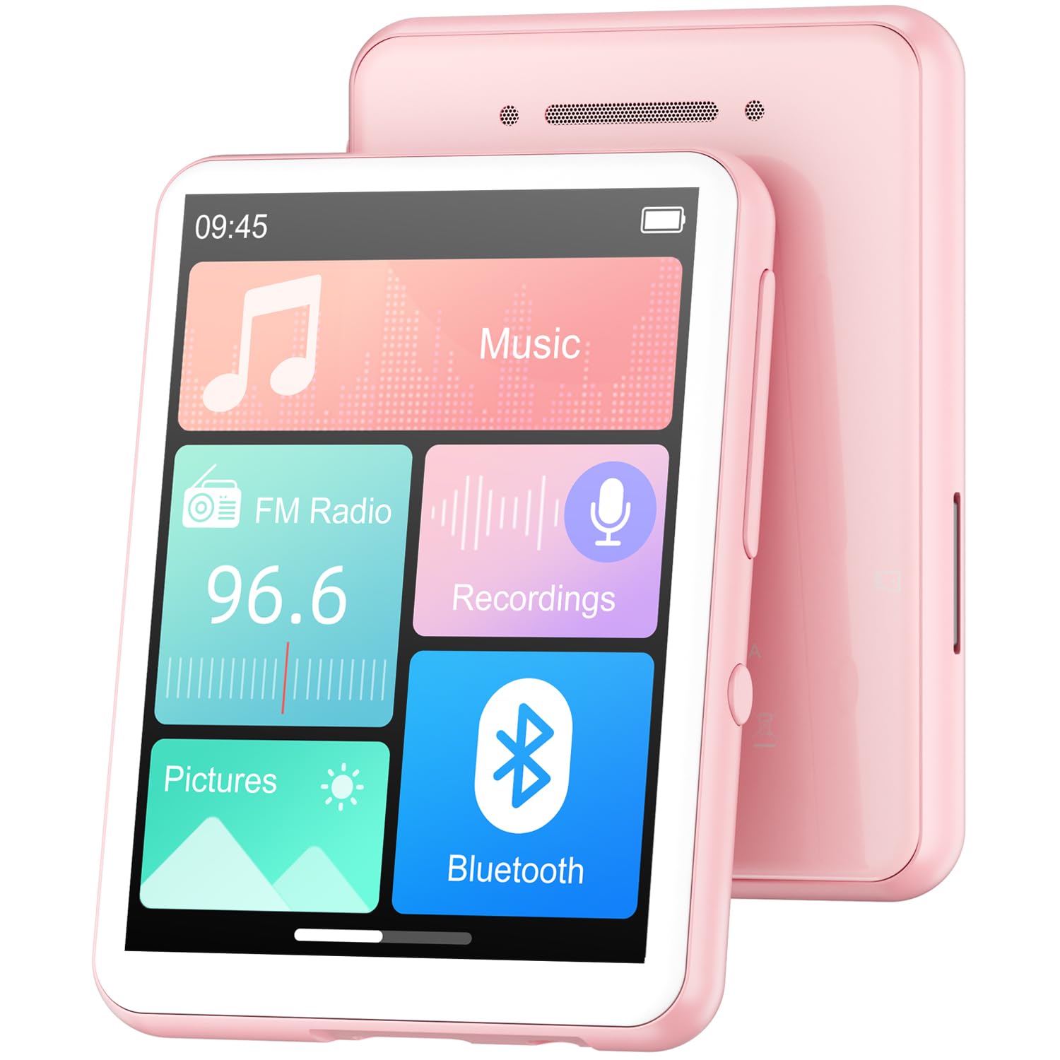 128Go Lecteur MP3 Bluetooth 5.4, Oilsky 2,4'' écran Tactile MP3, Lecteur Musique Portable avec Haut-Parleur et Radio FM, Lecteur MP3 pour Enfants Sportifs (Rose)