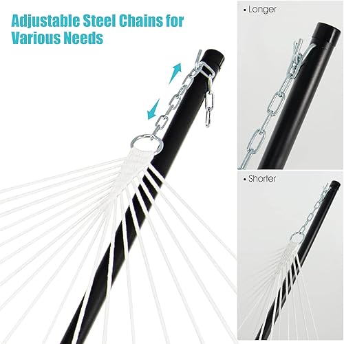 Miniatura 4 de Happygrill Soporte de hamaca ajustable, marco de hamaca de acero resistente para sillas colgantes de 8 a 10.5 pies, soporte de hamaca portátil con