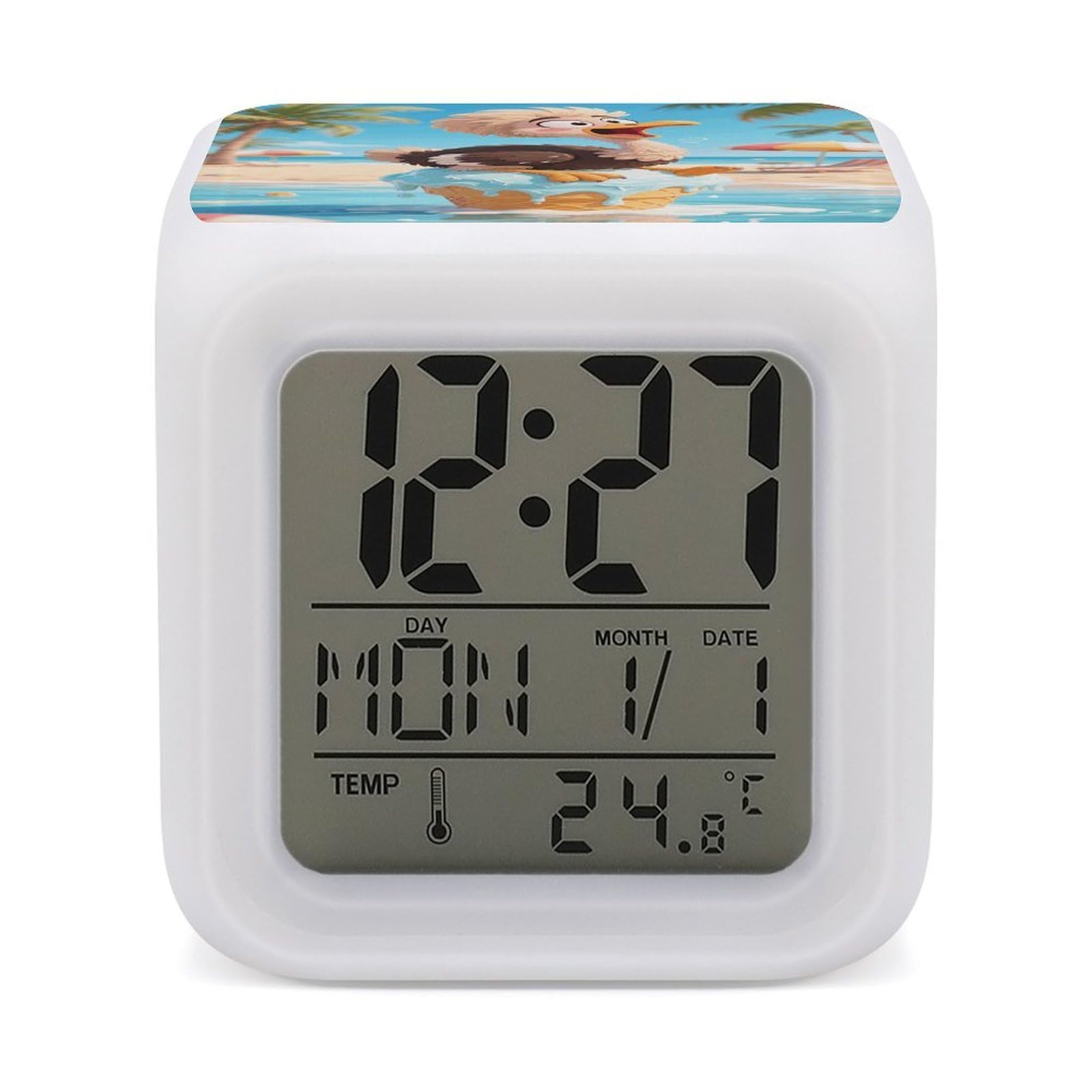 Reloj despertador de avestruz digital a pilas para evitar cables y ver la hora a oscuras