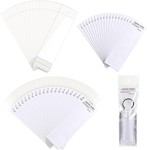 YooNotee Juego de 100 fundas para lápiz labial y organizador de tira de aroma, tarjetas de presentación blancas y bolsas colgantes transparentes,