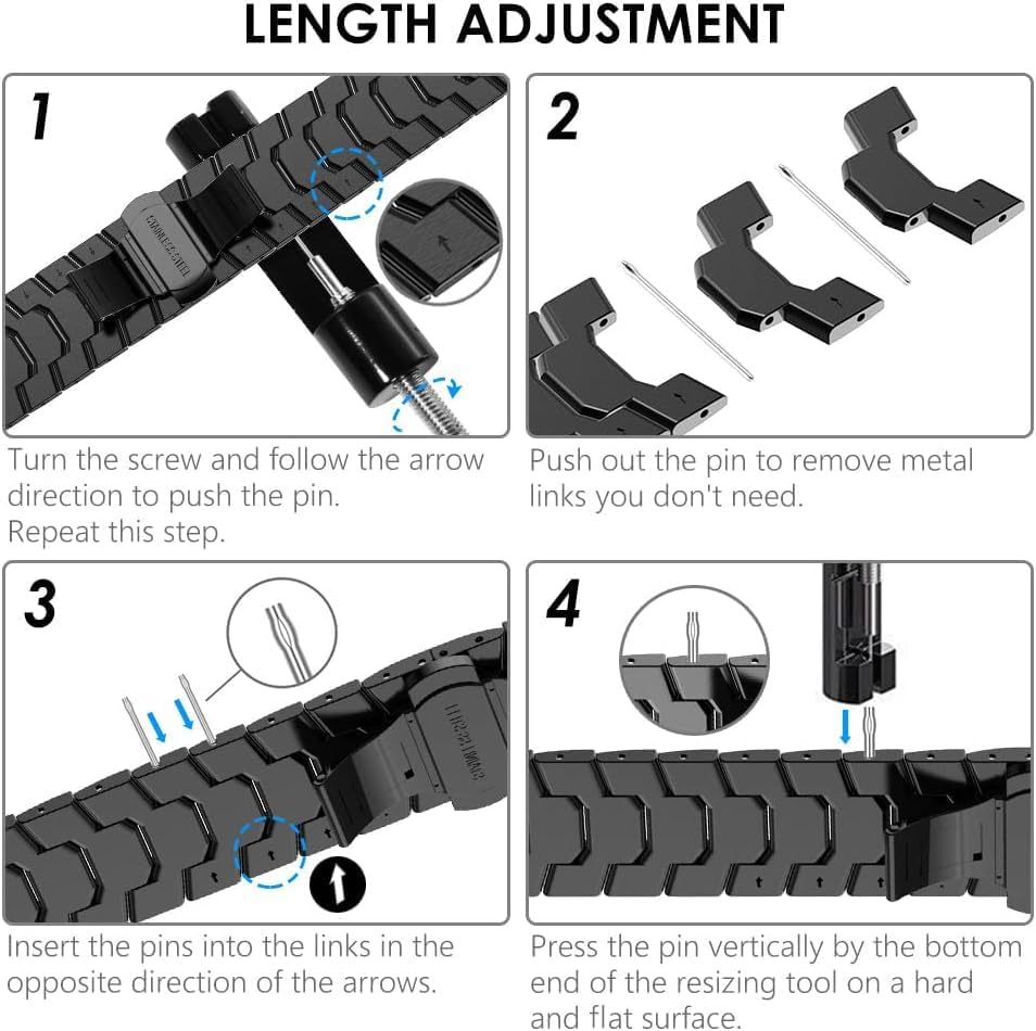 WINGLE Metal Bands for Samsung Galaxy Watch 7 6 5 4 Band Galaxy Watch 6 Classic/5 Pro/4 Classic/FE Band Men 47mm 43mm 45mm 44mm 40mm 46mm 42mm, No Gap Solid Stainless Steel Link Bracelet, Black - Image 8