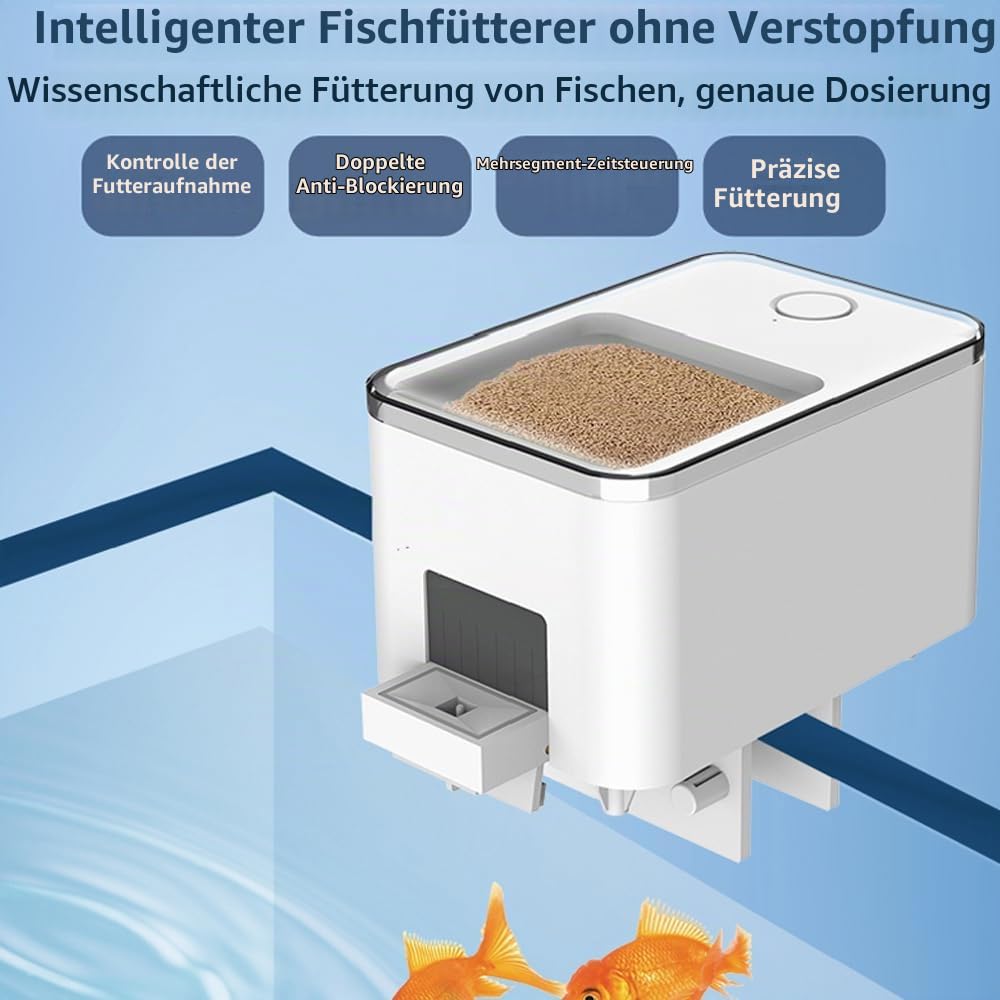 Weytoll Futterautomat für Aquarium, 100 ML WiFi APP Steuerung, Aquarium Feuchtigkeitsbeständig Futterautomat, Doppelter Antiblockierschutz, Präzise Steuerung, Auto Fisch Essen Timer Feeder