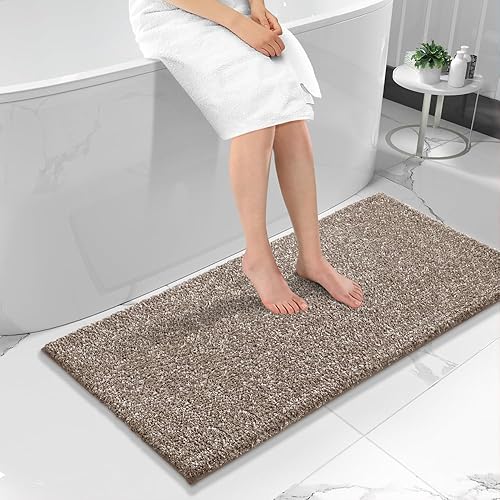 Yimobra Alfombras de baño, extra suaves y cómodas, antideslizantes, absorbentes de agua y gruesas, lavables a máquina, alfombras peludas para ducha
