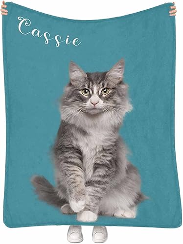 Miniatura 1 de Artsadd Mantas personalizadas con cara de gato, manta de fotos personalizada de mascotas, mantas de forro polar para gatos, mantas de fotos