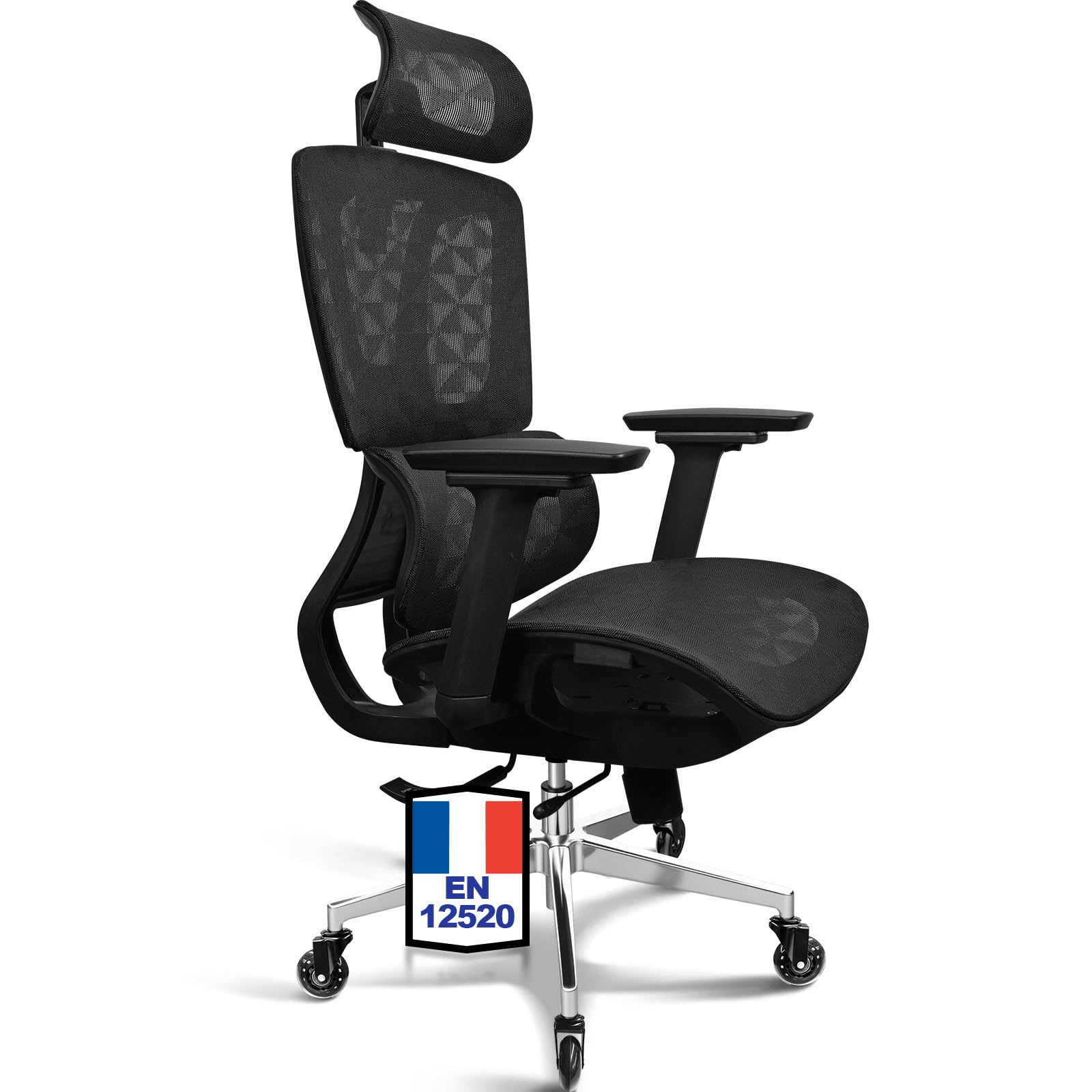 MELOKEA Fauteuil de Bureau Tout Mesh, Chaise Ergonomique Accoudoirs 4D