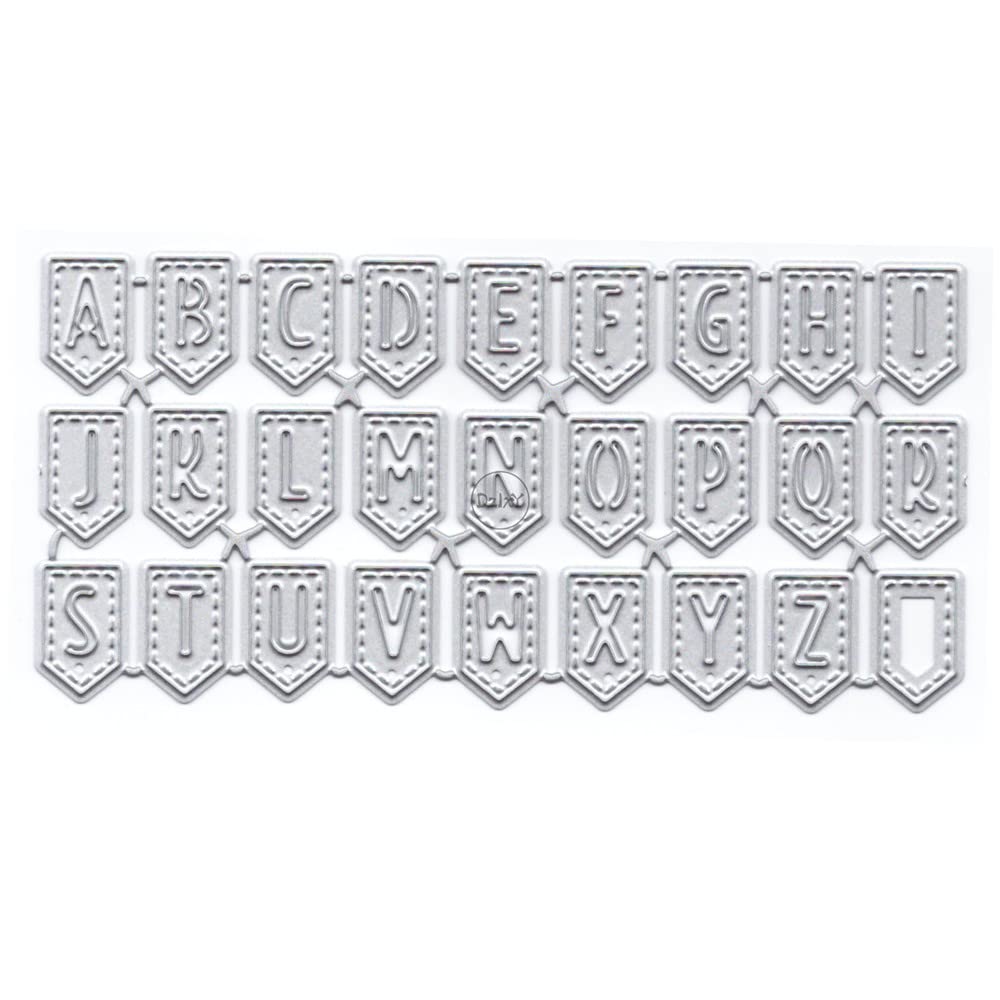 DzIxY 26 English Letters Logos Metal Cutting Dies for Card Making Kit Embossing Paper Die Cuts Scrapbook Machine Stencils Storage Pockets Supplies