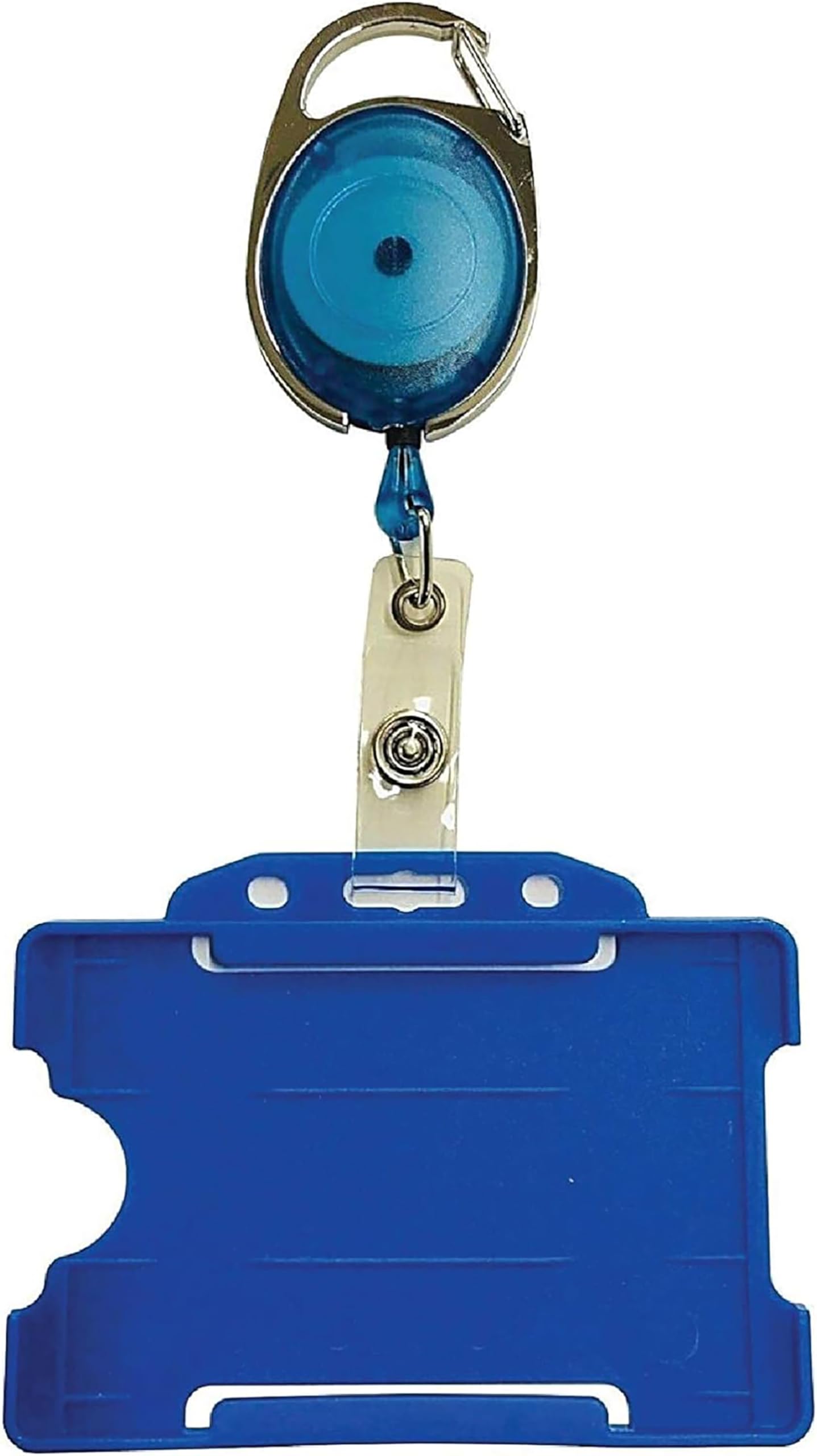 PCL Media ltd 2 Piece ID Card Badge Set Blue Includes Retractable Badge Reel, Single Sided ID Card Badge Holder