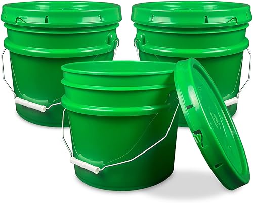 Cubo de plástico de 3.5 galones con tapa, cubo de grado alimenticio, sin BPA, resistente, cubo multiusos de 90 mil, reutilizable, fabricado en