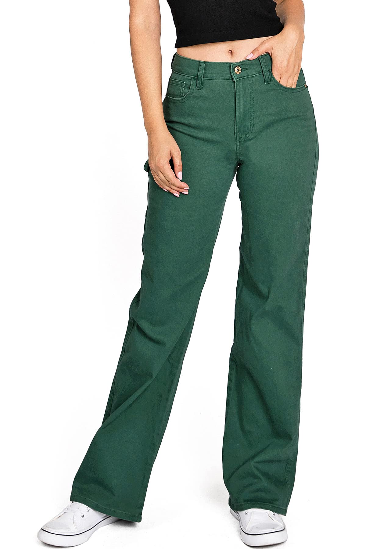 Celebrity Pink Womens Juniors High Rise Skater Wide Straight-Leg Pants