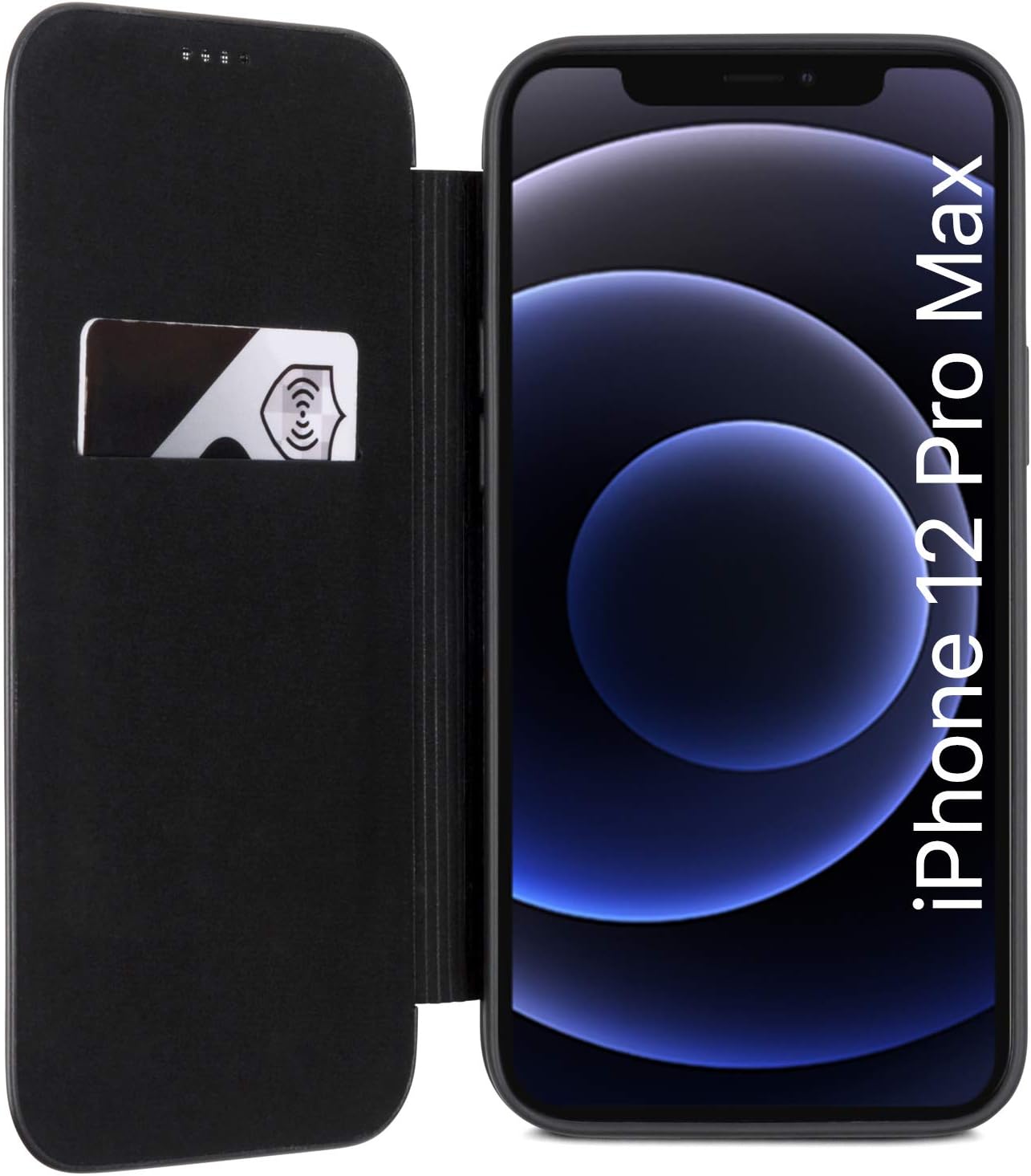 CASEZA iPhone 12 Pro Max Flip Case Black Dublin - Premium PU Leather Wallet Book Folio Cover for the Original iPhone 12 Pro Max (6.7") - Ultra Thin