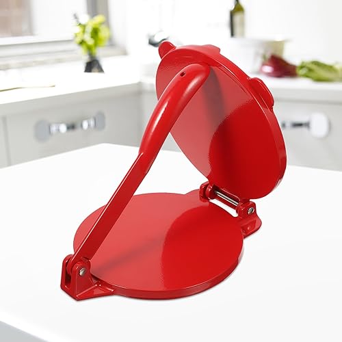 Miniatura 7 de UPKOCH Comales Para Tortillas Prensa, 6.5 pulgadas de harina de maíz, máquina de prensa de tortilla, rojo, ideal para Roti, pizza, albóndigas