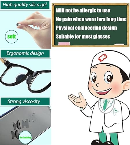 Miniatura 2 de Pequeñas almohadillas adhesivas para la nariz para anteojos y lentes de sol, repuesto de almohadillas de nariz antideslizantes de plástico con