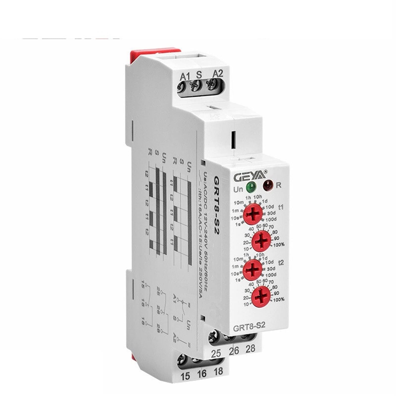 GRT8-S Przekaźnik czasowy cyklu asymetrycznego SPDT 220V 16A AC/DC12V-240V Elektroniczny repeater