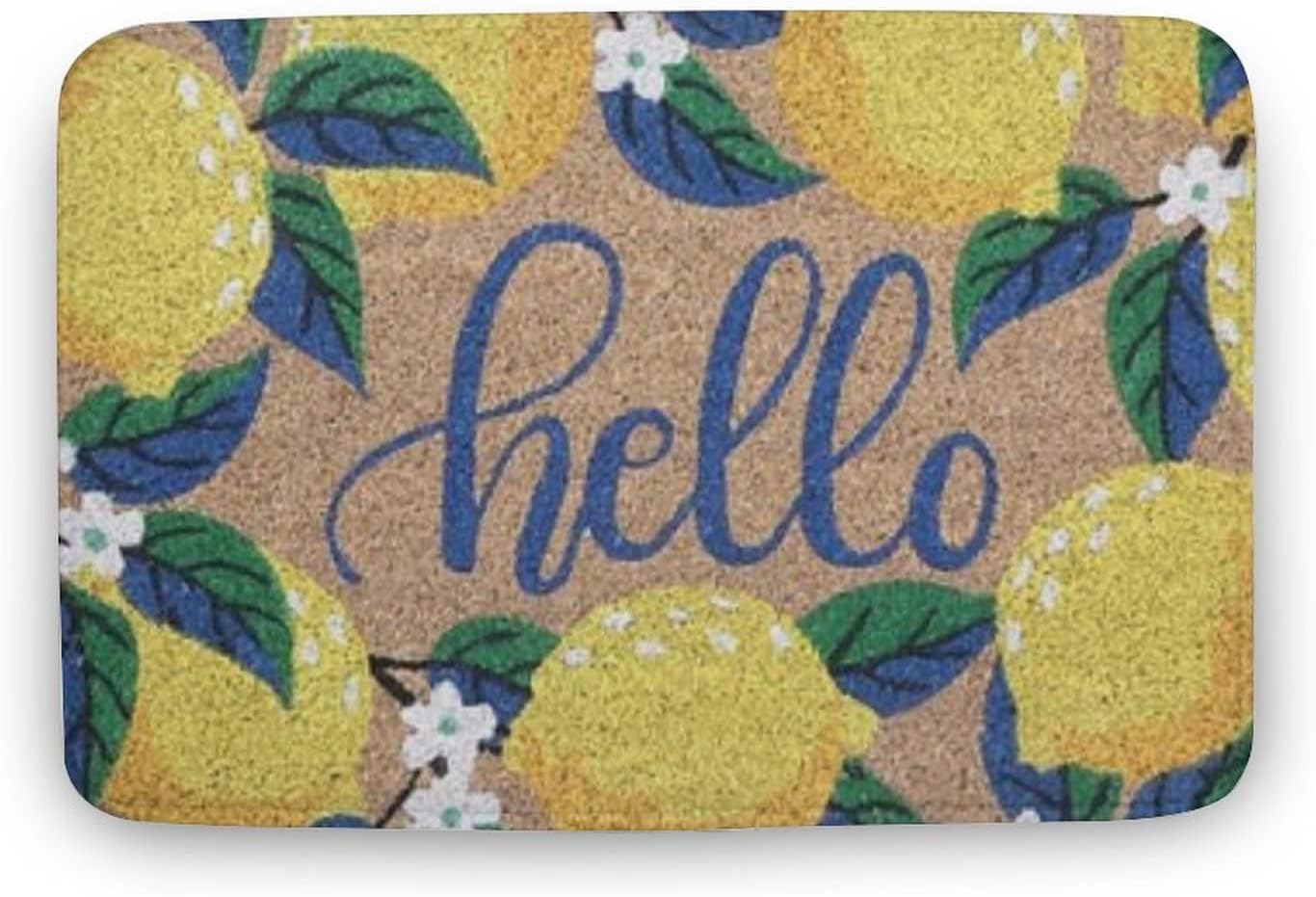 Grey and Gold Blue Stripe Welcome Mat Porch Funny Doormat Home Decor Bath Doormat Indoor Door Rug Non Slip Rugs for Entryway Kitchen 24"x16"