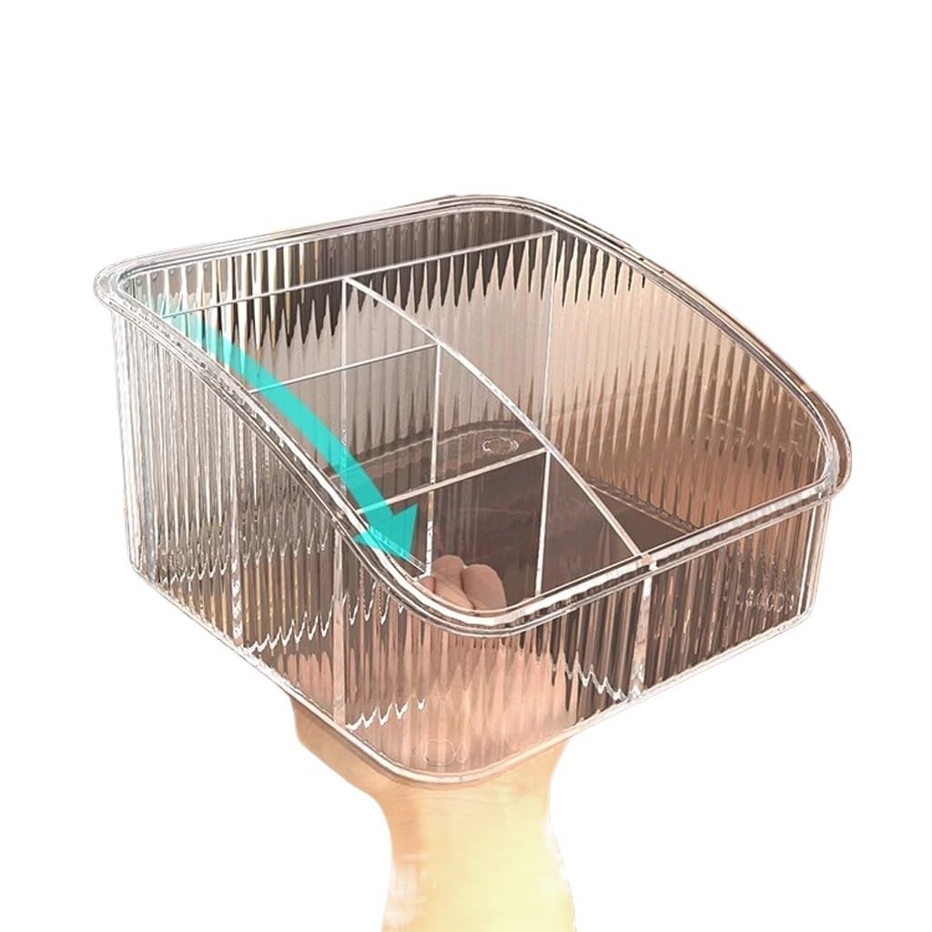 Boîte de rangement de maquillage transparente à tiroirs et poignée portable