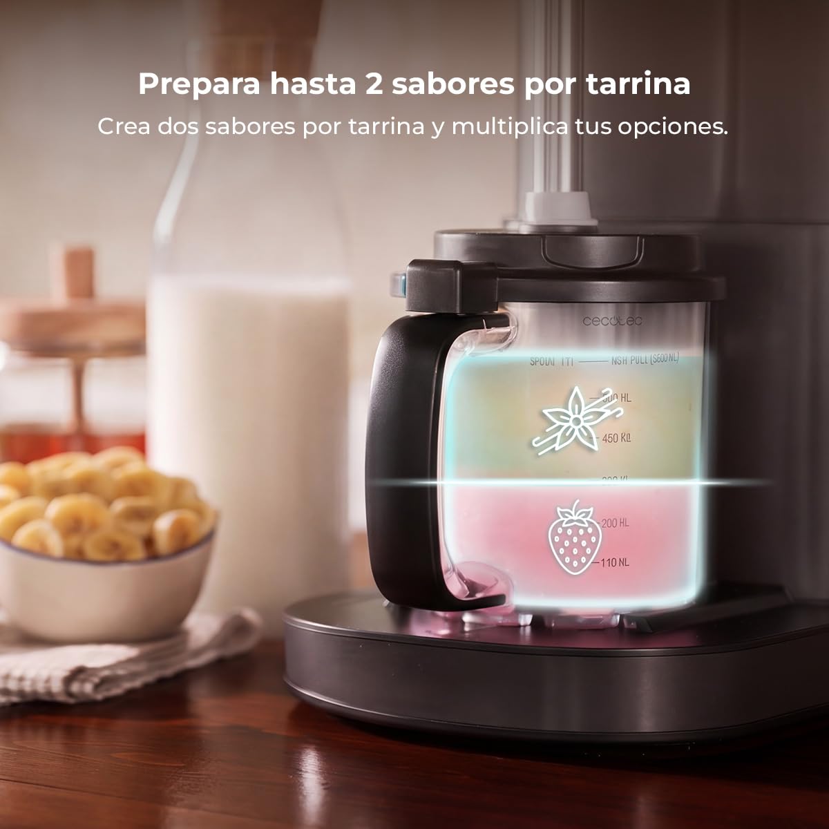 Cecotec Heladera Multifunción Capacidad 2,1L, 3 Tarrinas, Gelatec 2100. 500W, 11 Programas de Helado y Bebidas Granizadas, Tecnología CreamOn y Re-spin, Pantalla Táctil, Incluye Recetario Digital