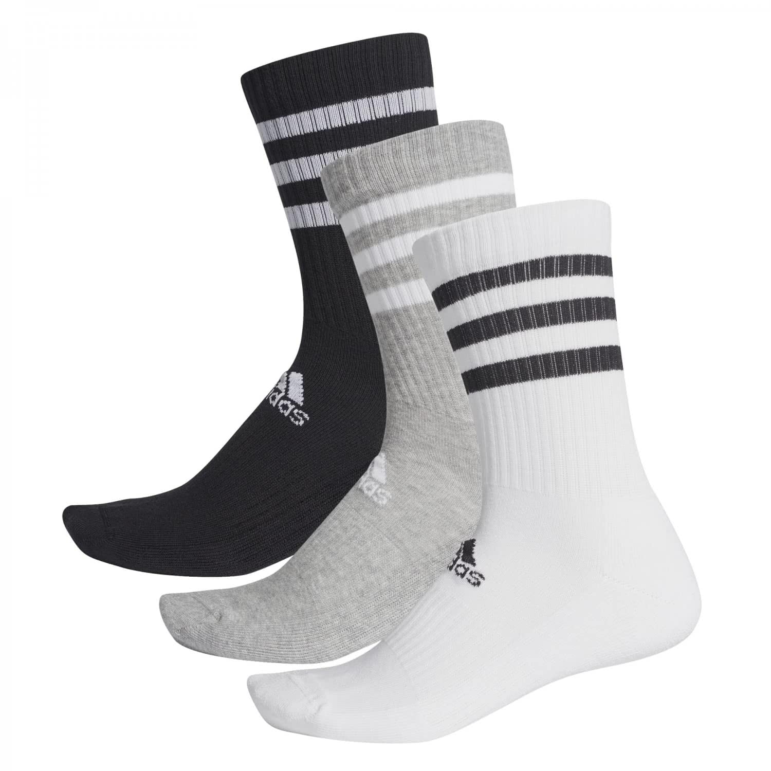 adidas Unisex 3-stripes cushioned crew socks