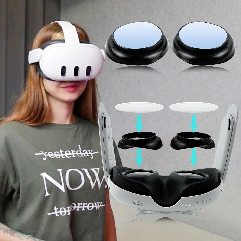 Brillen-Abstandshalter kompatibel mit Meta-Quest 3 VR-Objektivschutzhülle, kratzfester VR-Objektivschutz, R&L Brillenlinseneinsatz for Meta-Quest 3 Objektivschutz-Zubehör