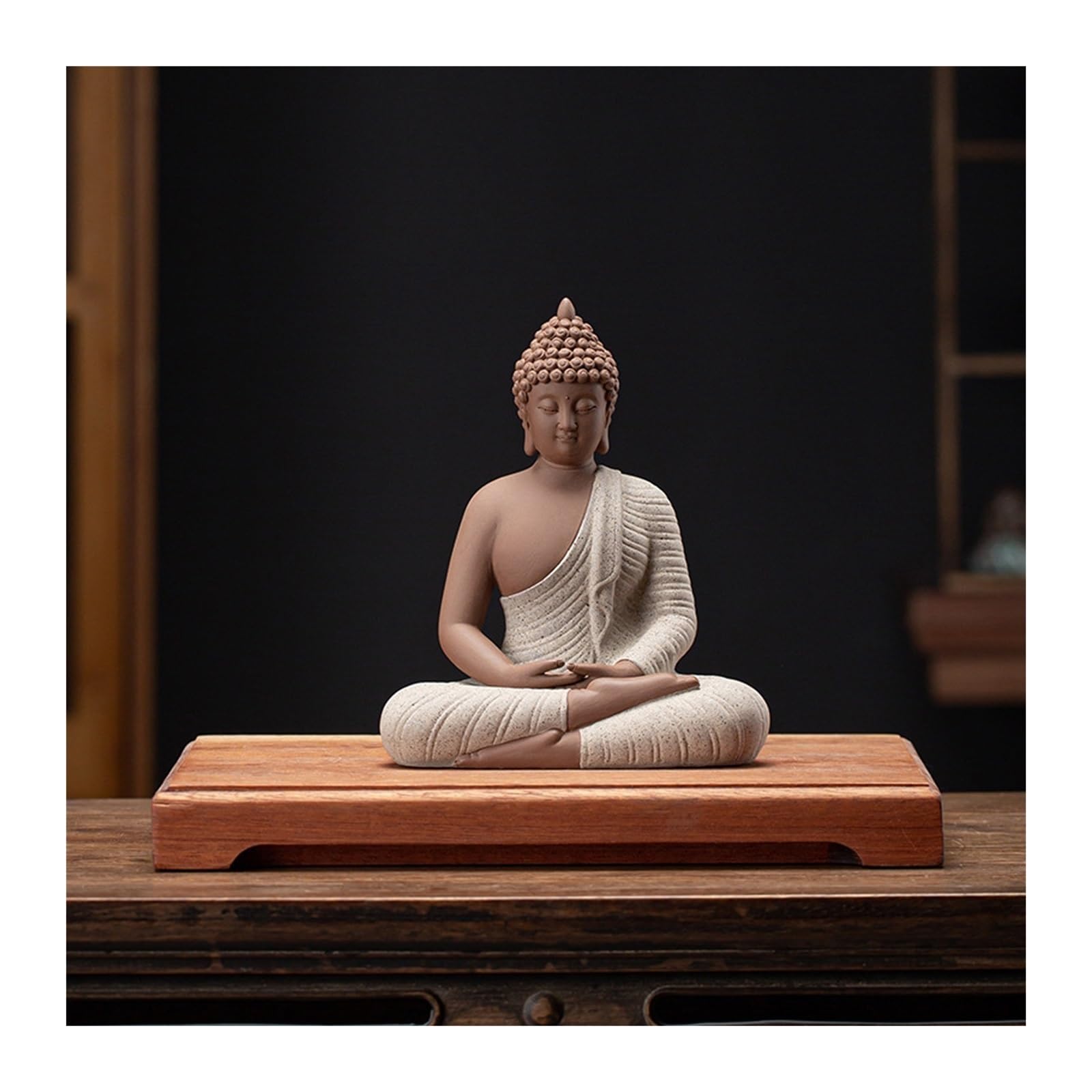 Estatuas de Buda Nuevo Adorno Chino de Buda Tathagata, cerámica for Sala de Estar, Oficina, Porche Creativo, Adorno Zen Estatua(03)